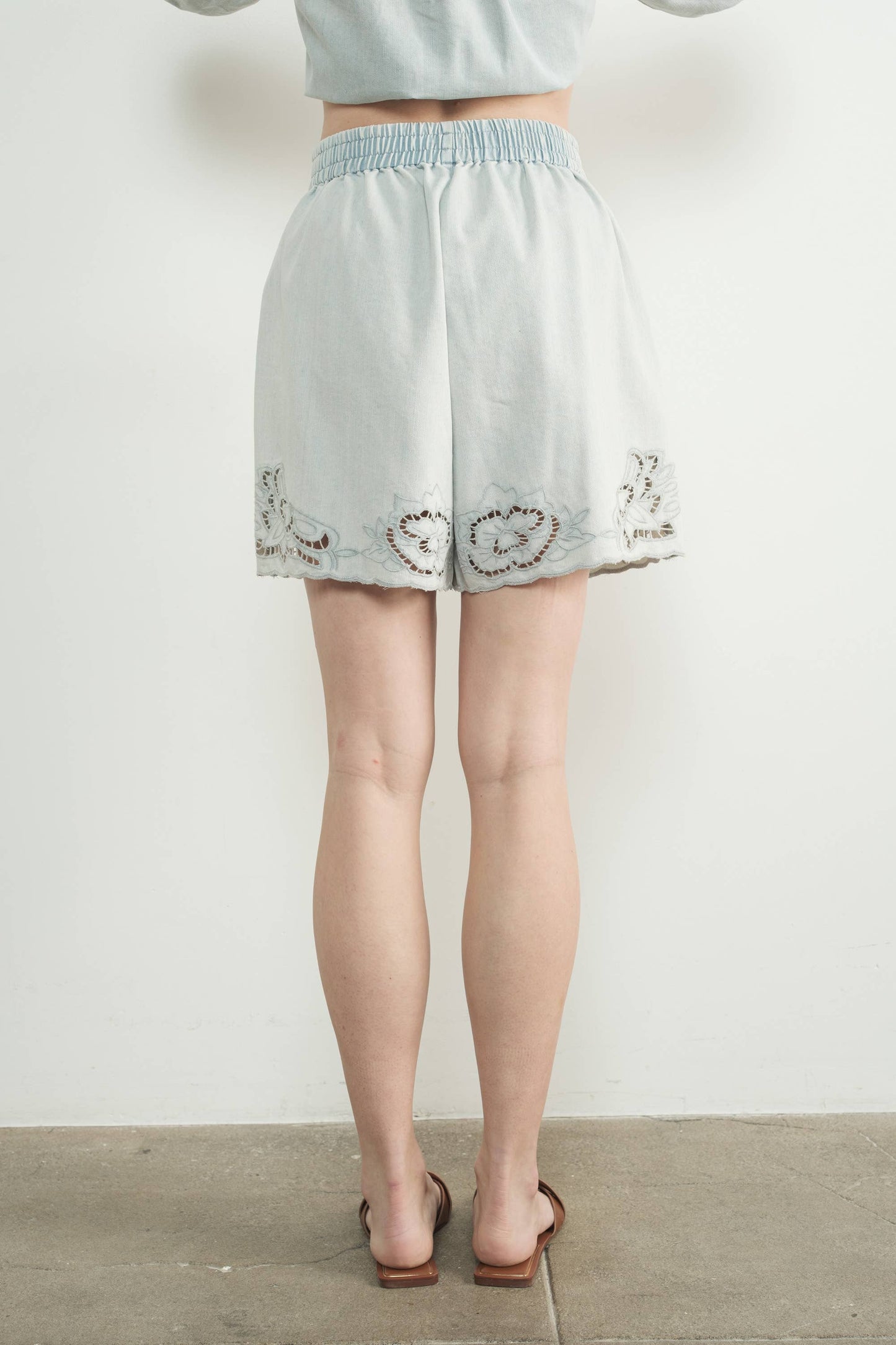 Aspen Denim Embroidered Shorts