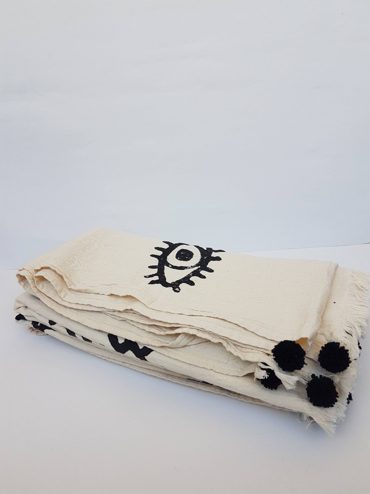 Black Evil Eye Throw Blanket by Moa