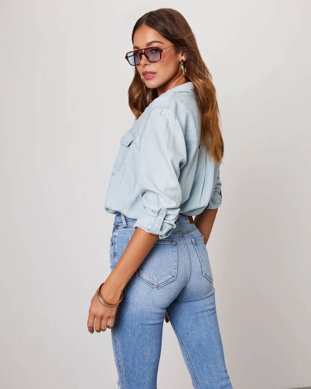 Emmie Denim Pocket Long Sleeves Shirt