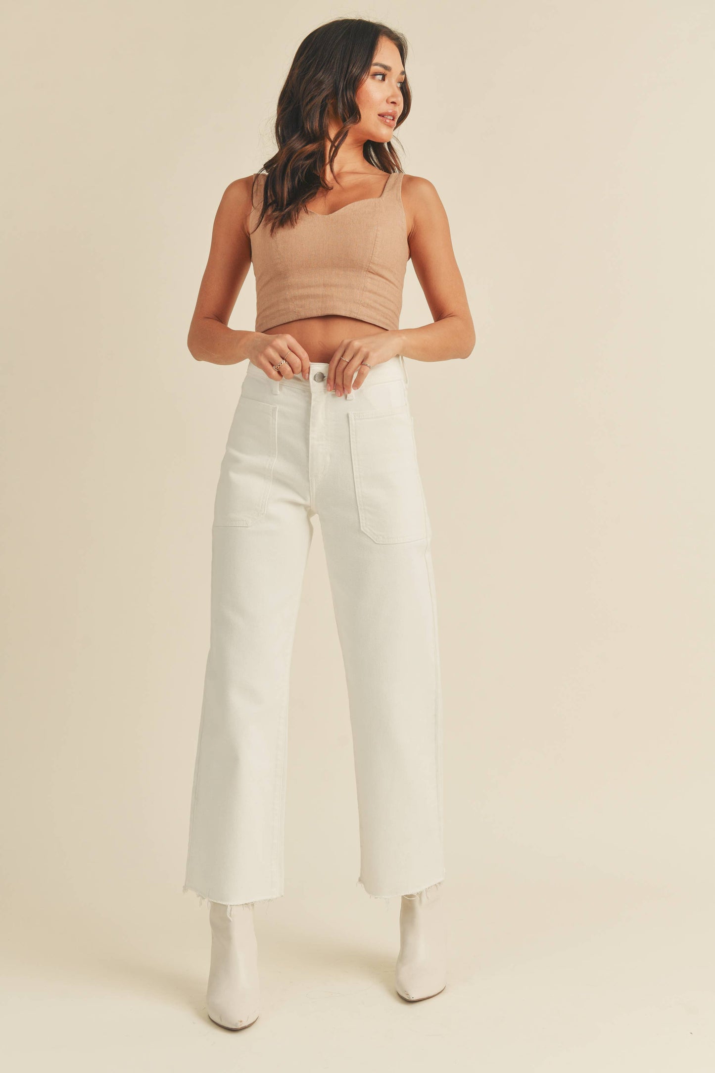 Just Black Denim - High Rise Utility Wide Leg Off White BP353J