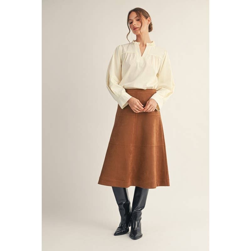 Gillian A-line Suede Skirt