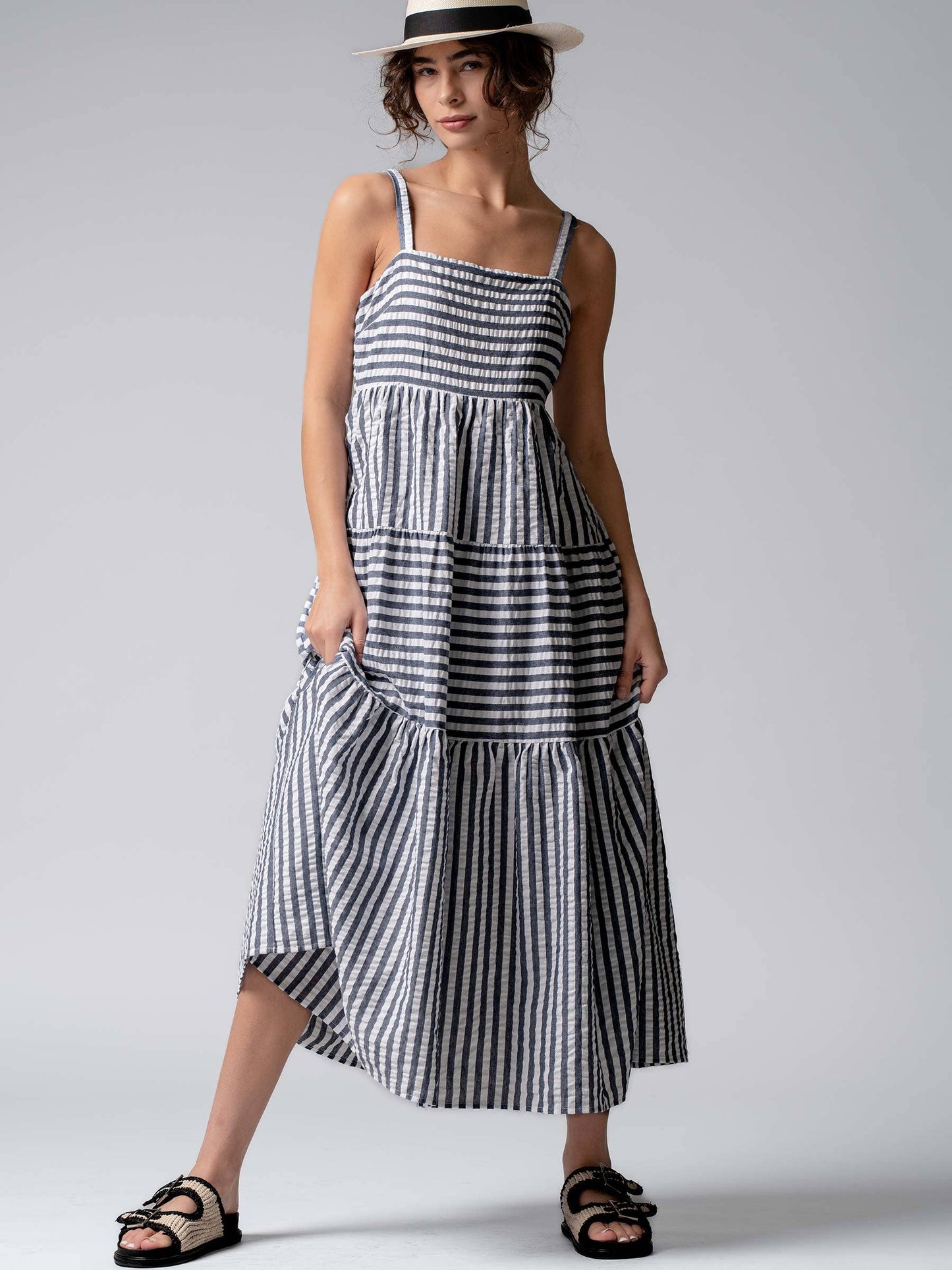Striped Tiered Maxi Sundress