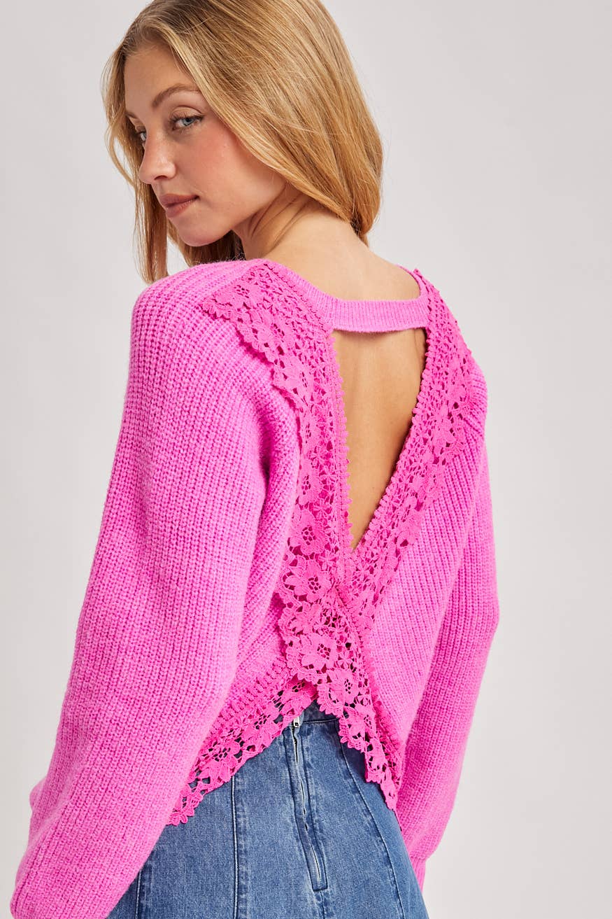 Gabby Crochet Lace Cross Back Pullover