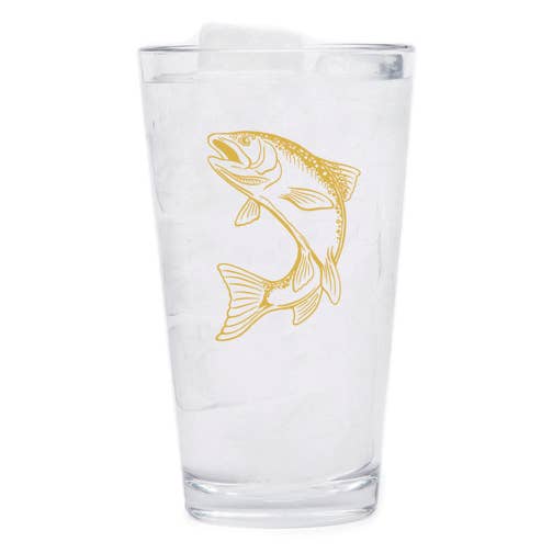 Trout Pint Glass - Gold Print
