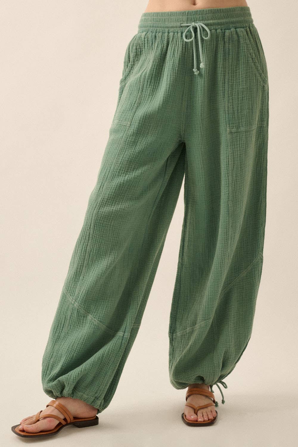 Mandi - Mineral Washed Crinkle Cotton Parachute Pants