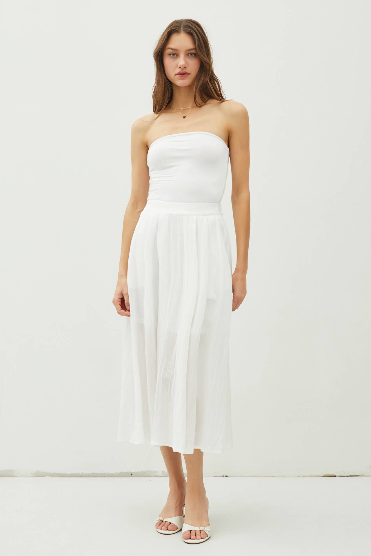 Cameron - Crinkle Pull-on Midi Skirt