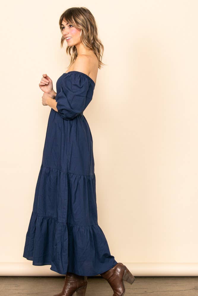 Willa - On & Off Shoulder Smocked Chest Maxi Dress