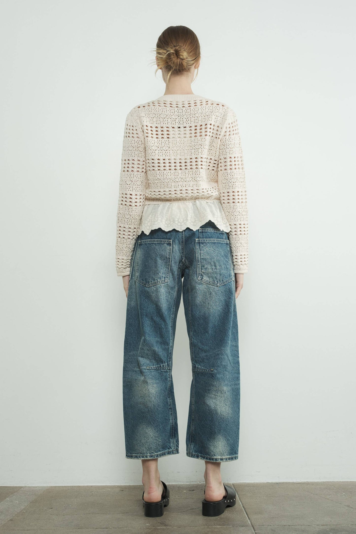 Bailey - Barrel Denim Pants With Eyelet Waist