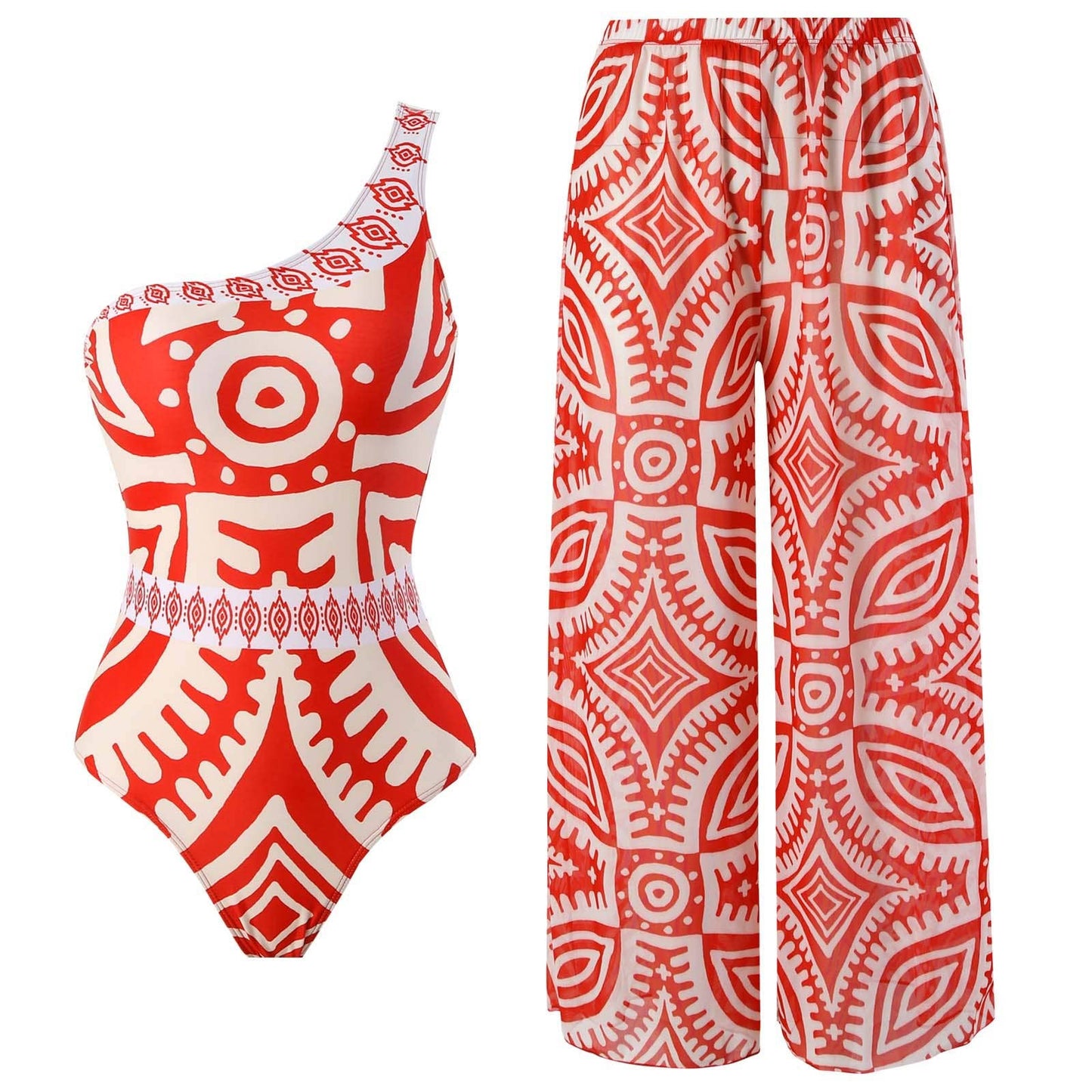 Serena - One Shoulder One Piece Swimwear with matching pant.