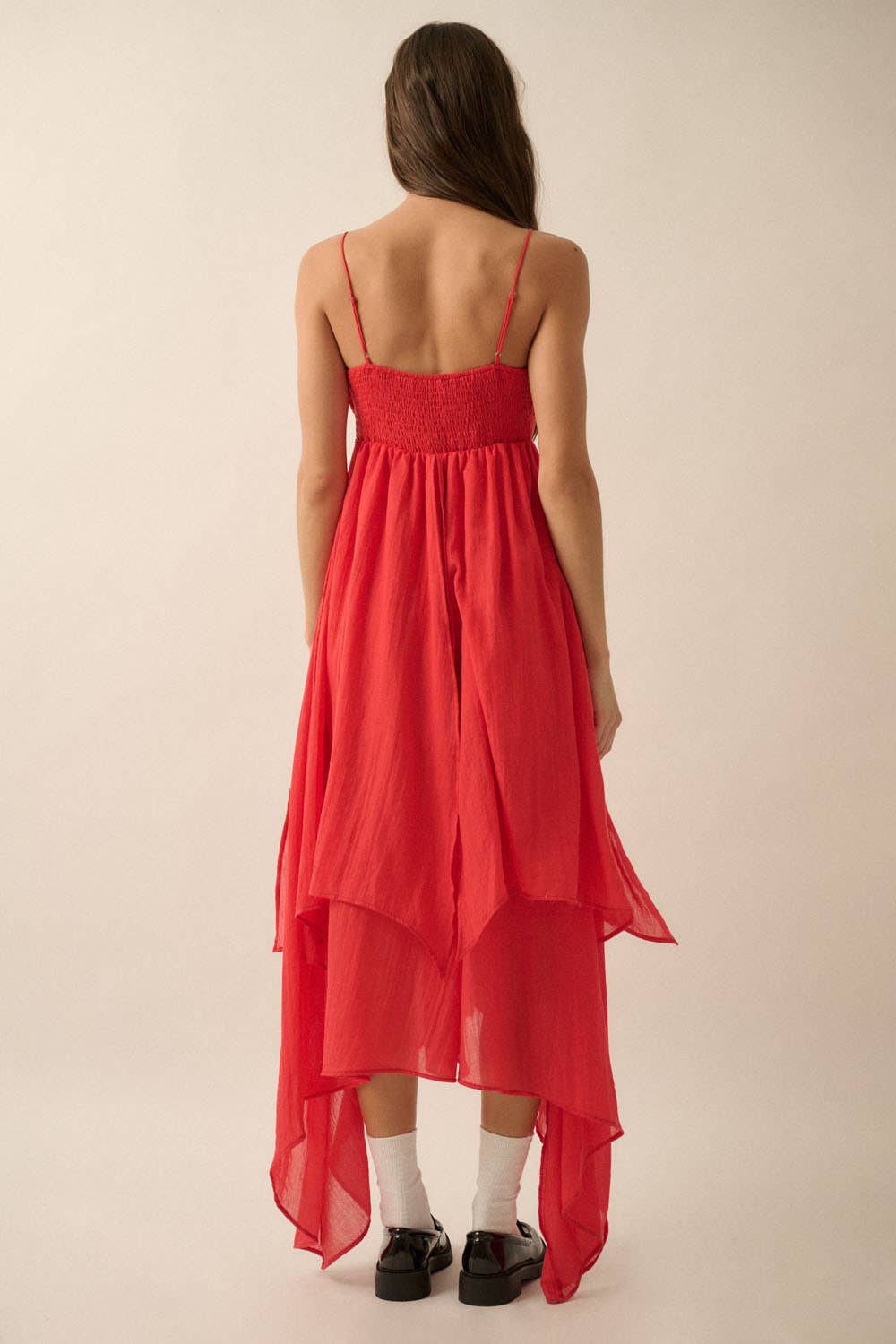 Janet - Pleated Keyhole-Bodice Layered Gauze Maxi Dress