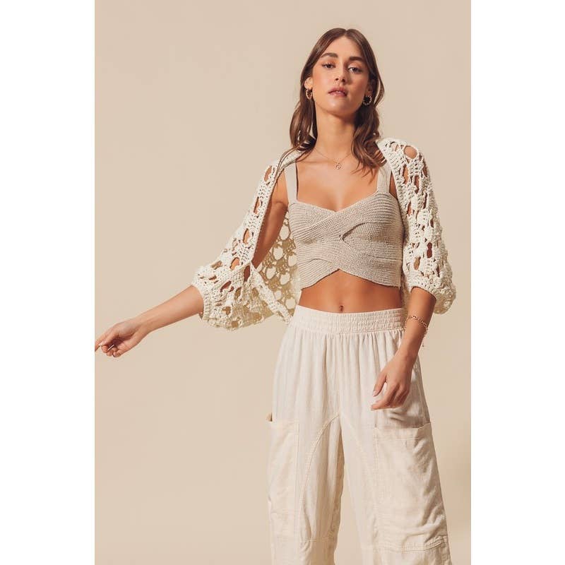 Olivia - Open Net Crochet Summer Crop Shrug Cardigan