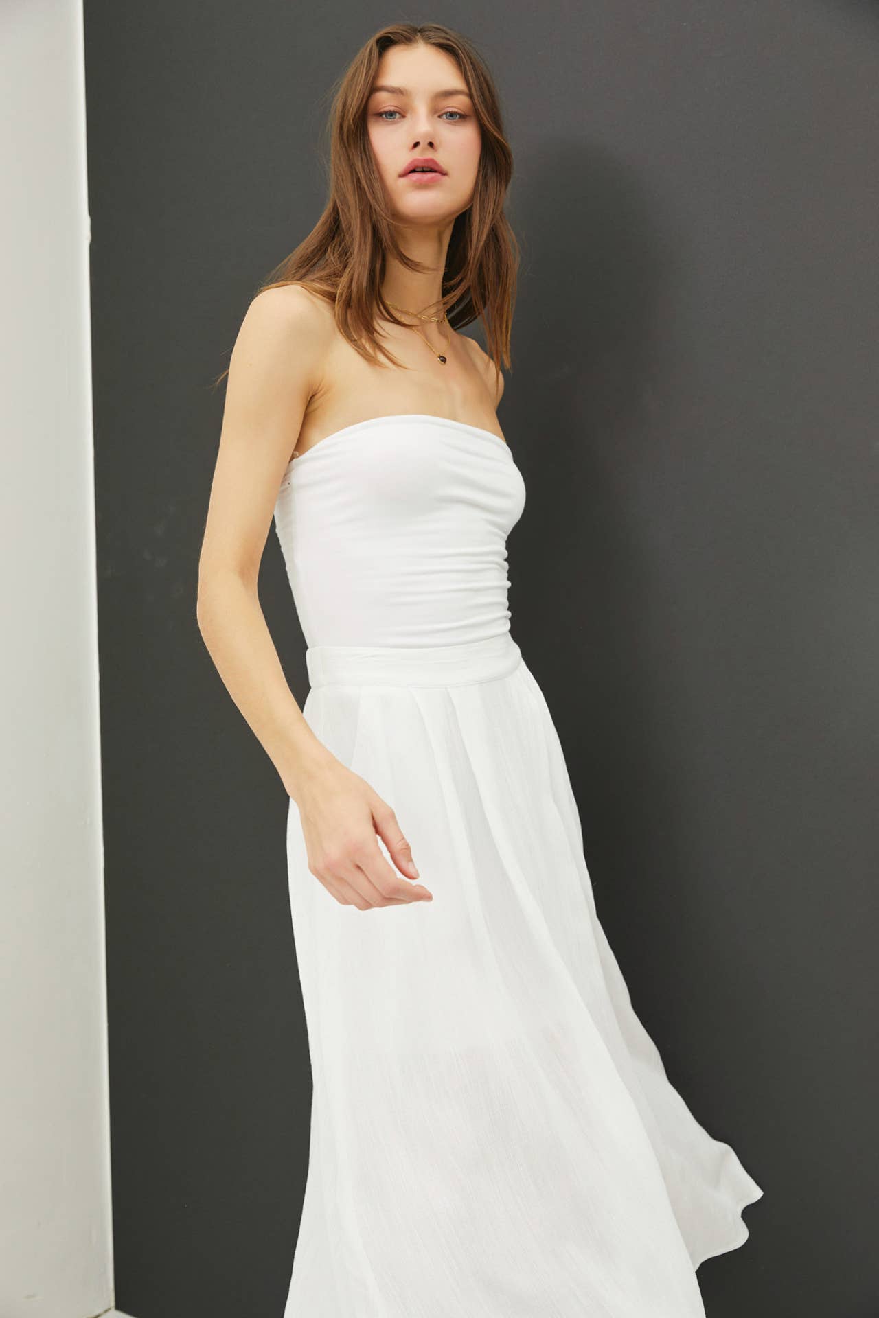 Cameron - Crinkle Pull-on Midi Skirt