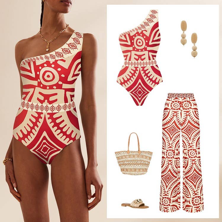 Serena - One Shoulder One Piece Swimwear with matching pant.