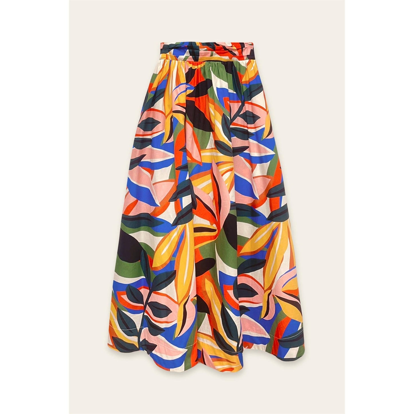 Talisa - Tropical Kaleidoscope Tie Back Circular Midi Skirt