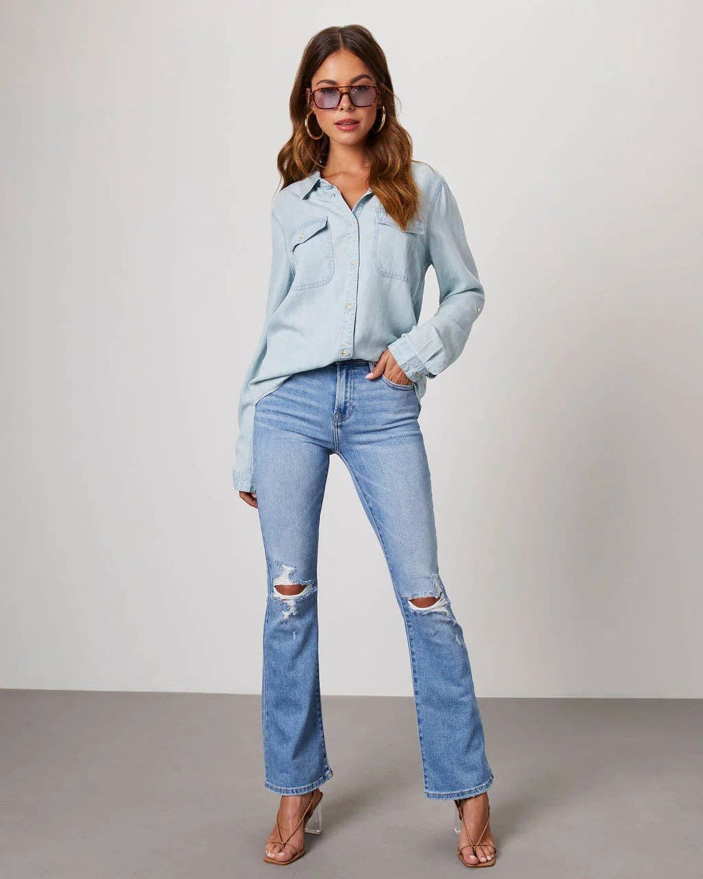 Emmie Denim Pocket Long Sleeves Shirt