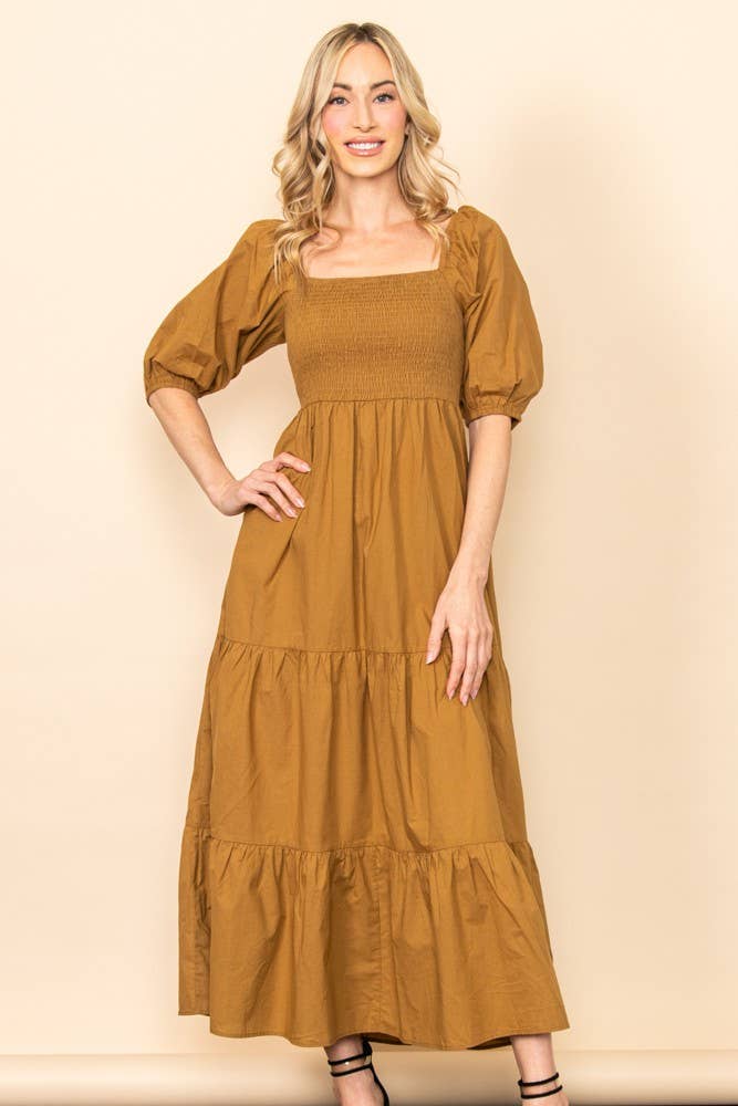Willa - On & Off Shoulder Smocked Chest Maxi Dress