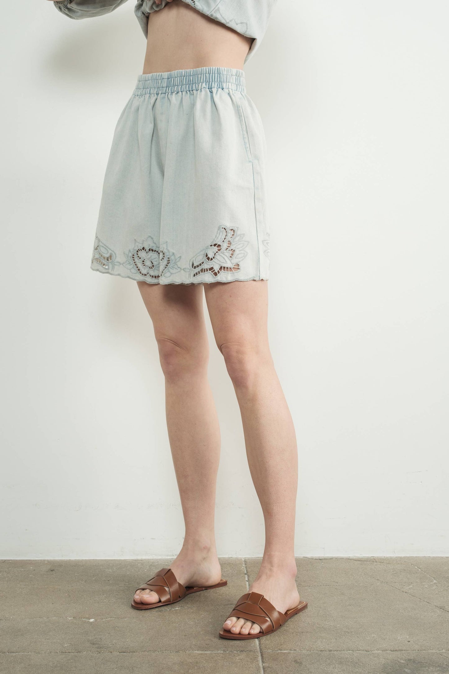 Aspen Denim Embroidered Shorts