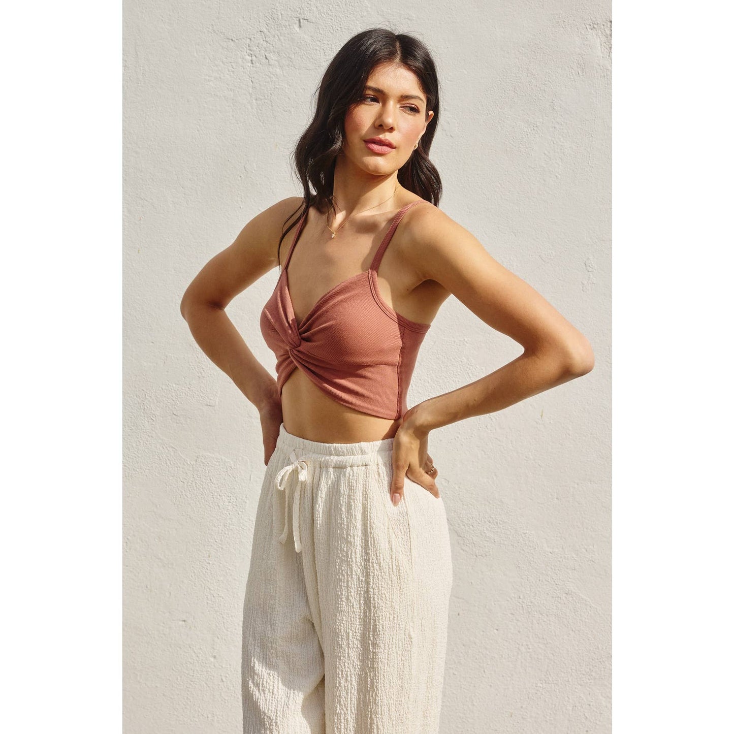Harper Micro Rib Twist And Shout Crop Top