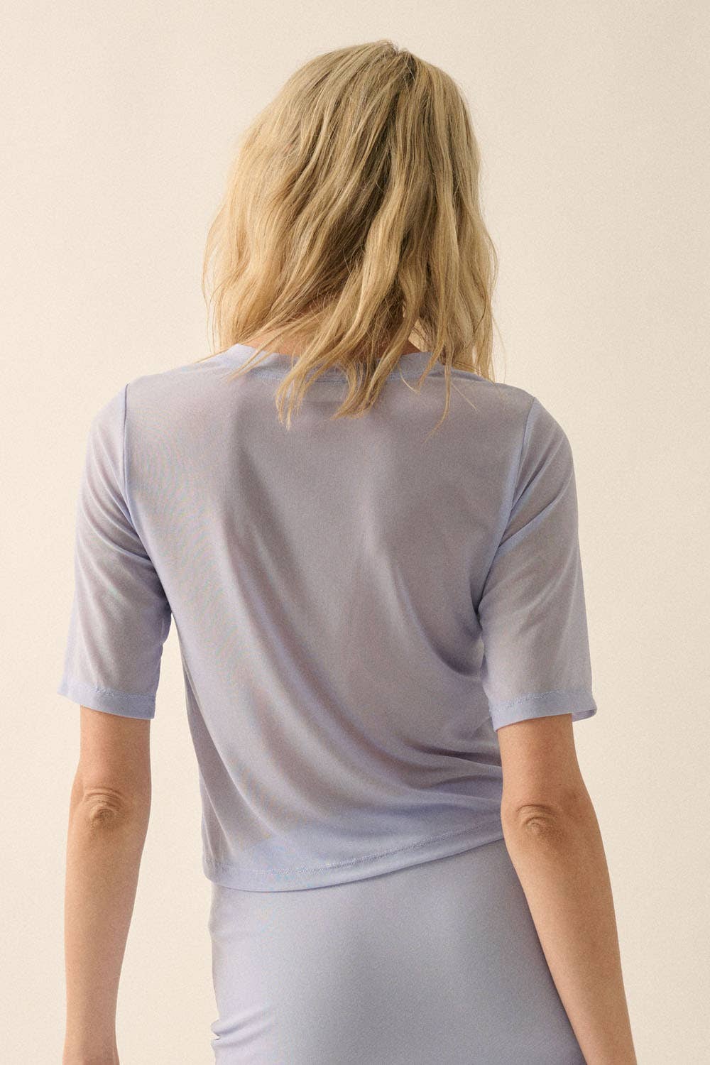Melissa Solid Mesh Crewneck Knit Top