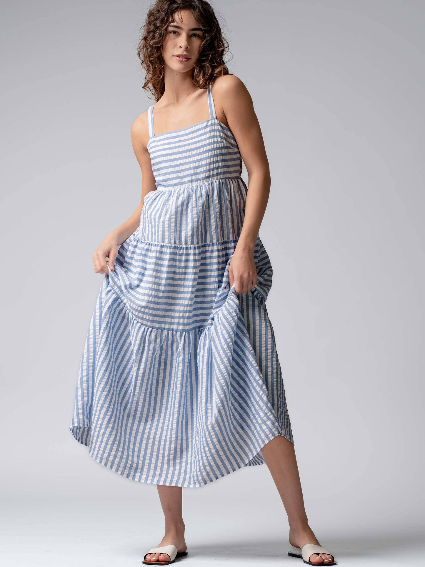 Striped Tiered Maxi Sundress