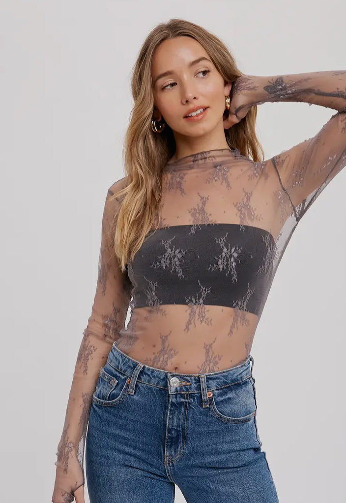 Bluivy Lace Mesh Layering Top