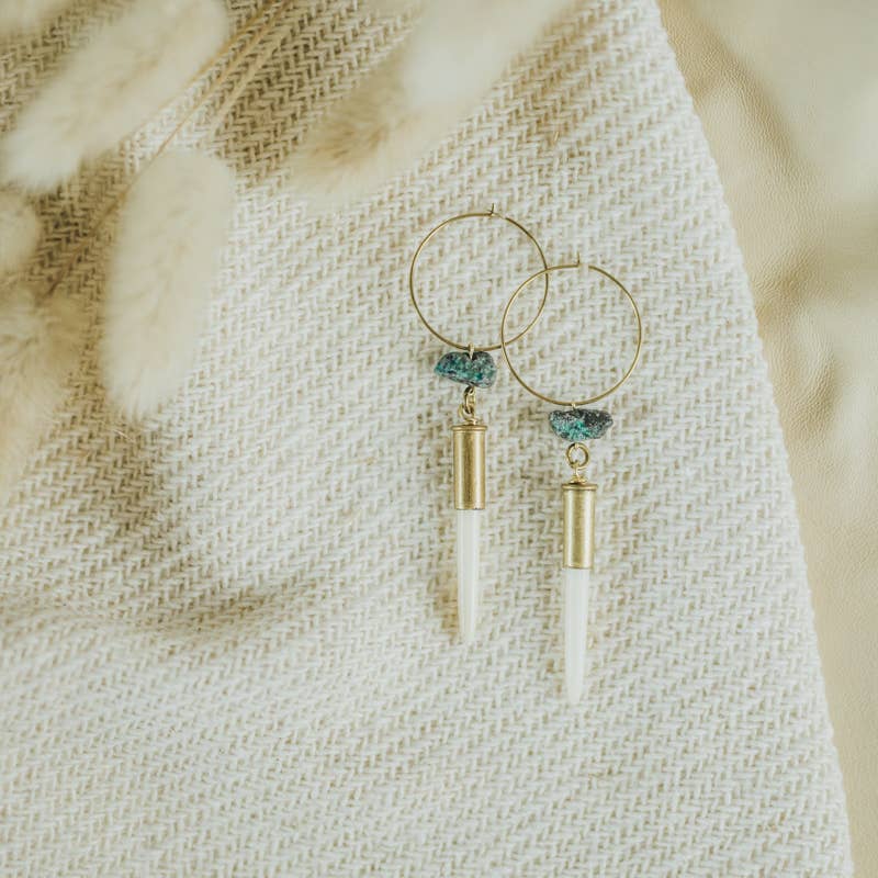 Quill + Turquoise Hoops