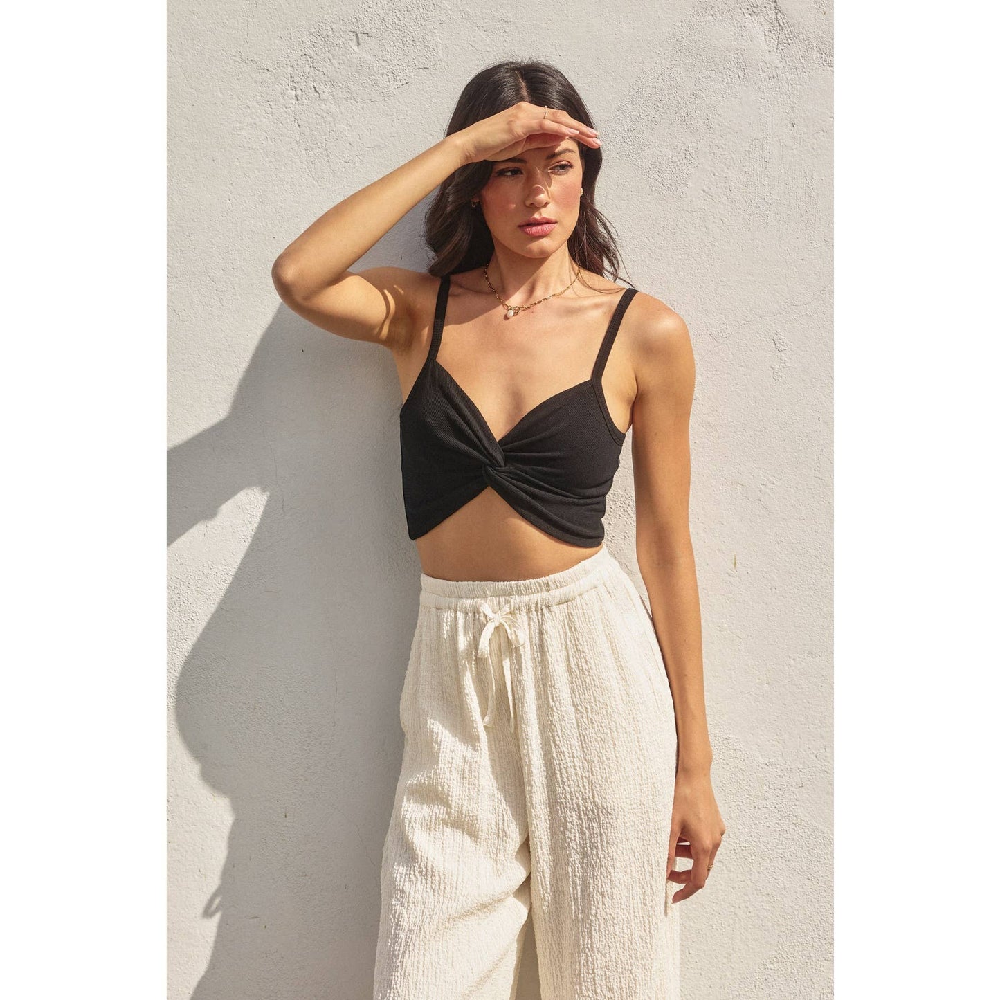 Harper Micro Rib Twist And Shout Crop Top