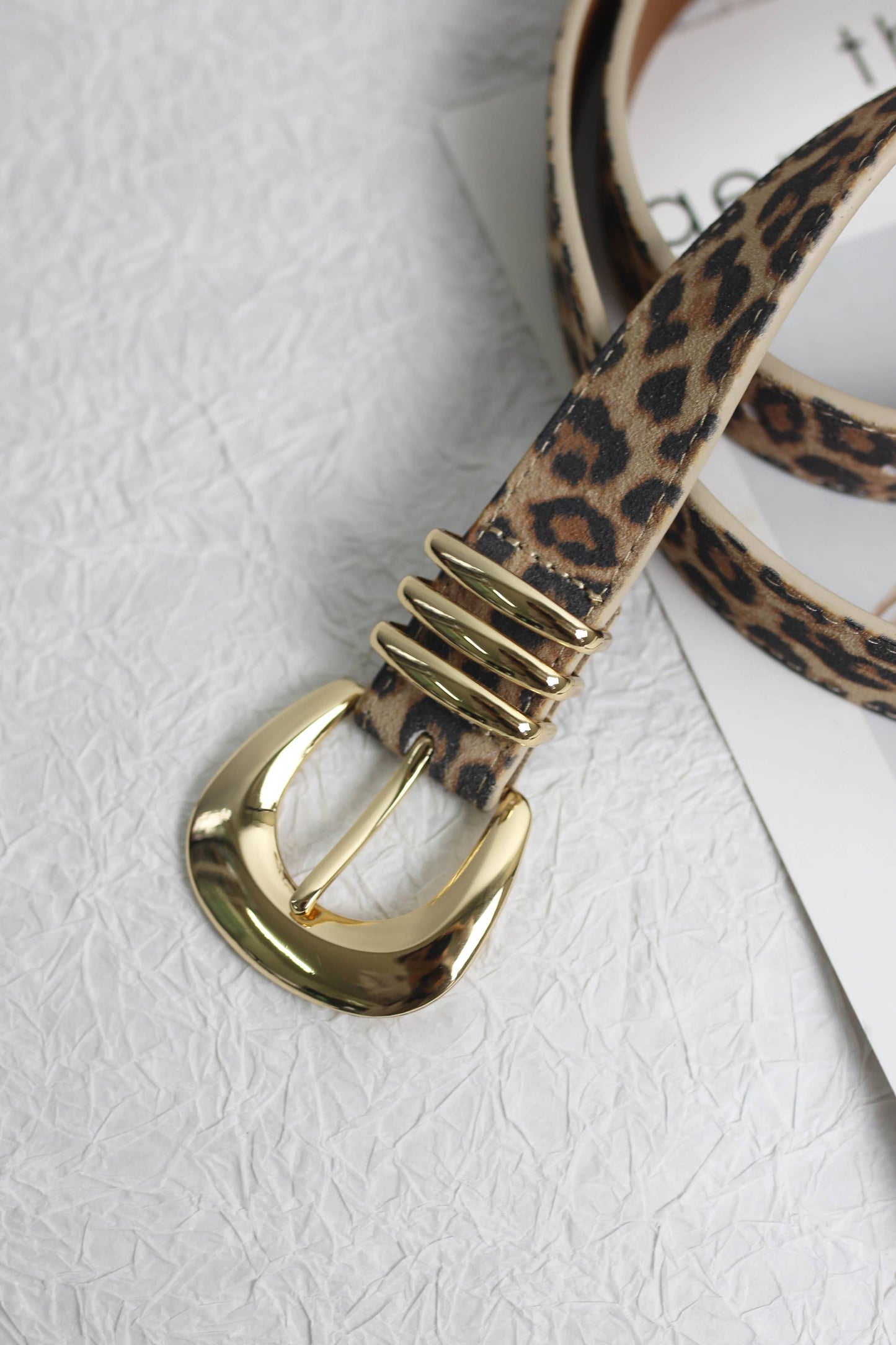 Leopard Print Leather Belt