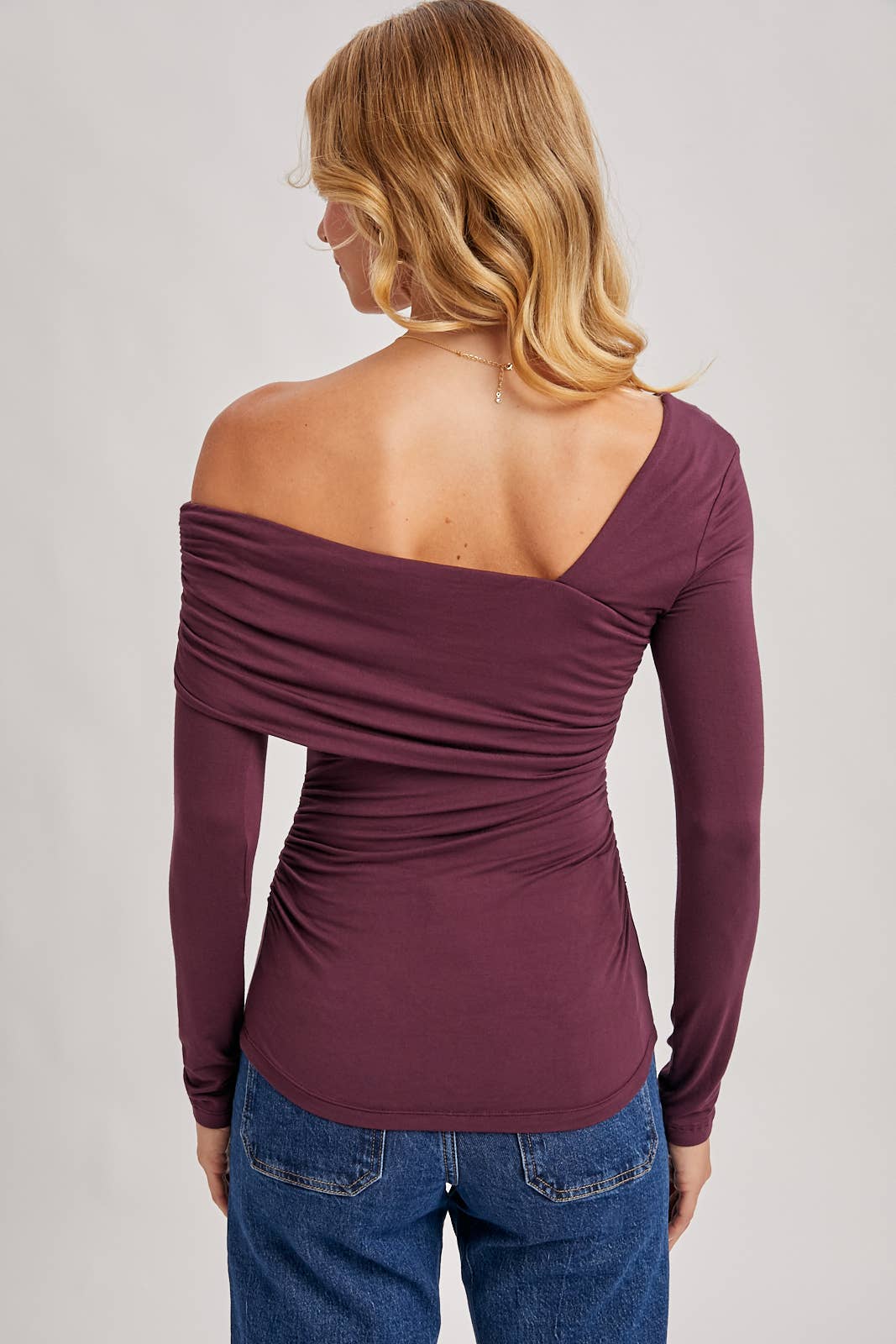 Holly Elegant Asymetric Neckline Knit Top