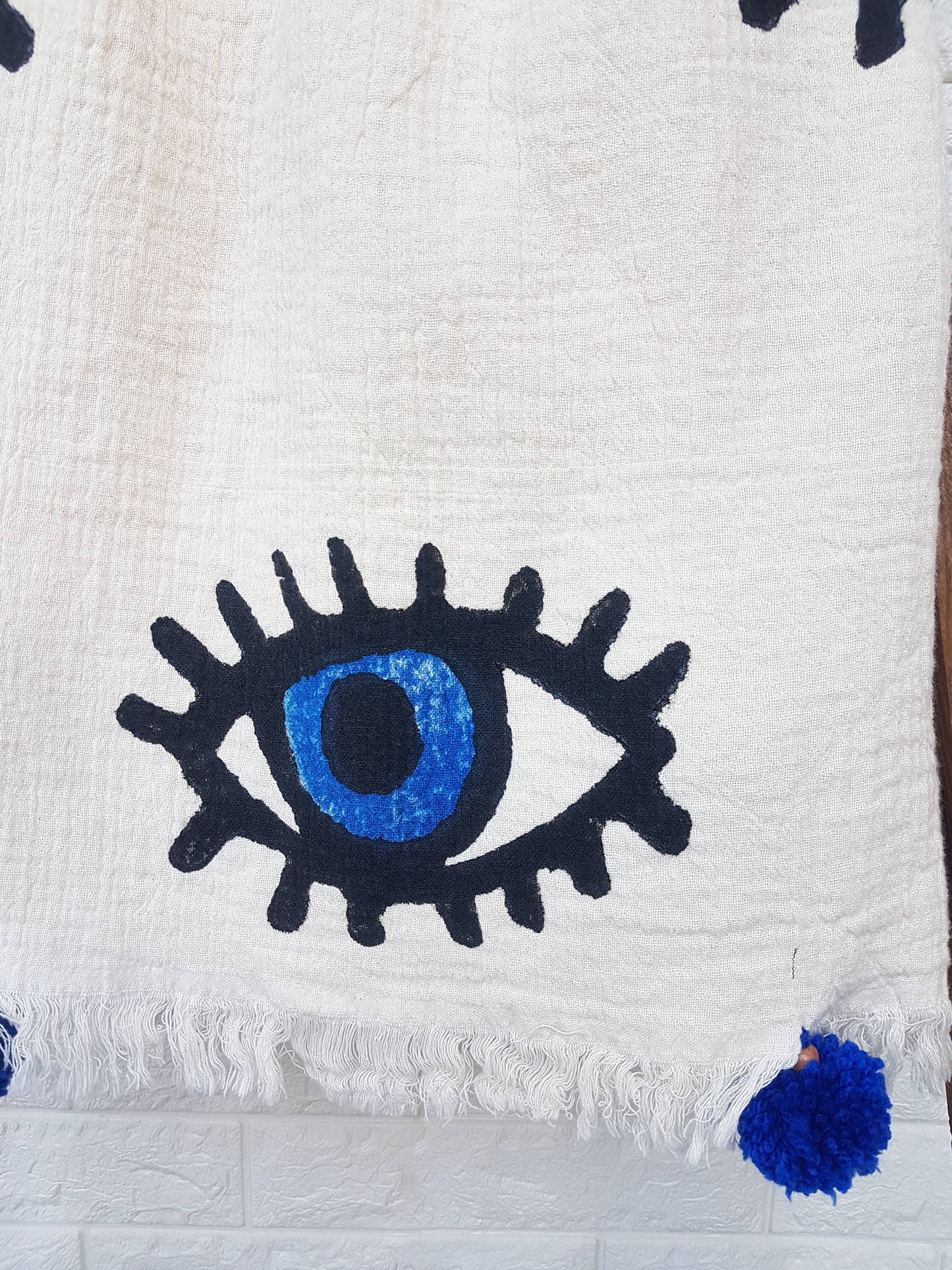 Black Evil Eye Throw Blanket by Moa