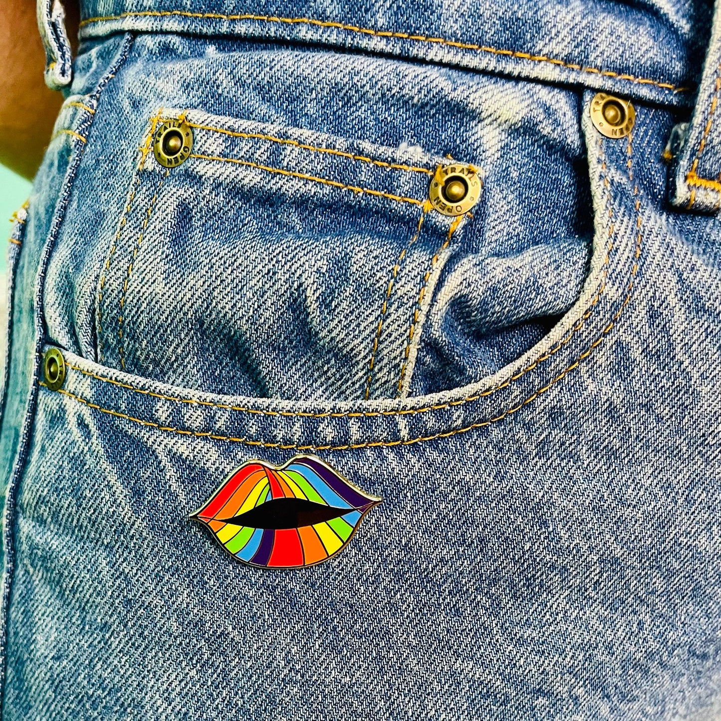 Rainbow Lips Enamel Pin