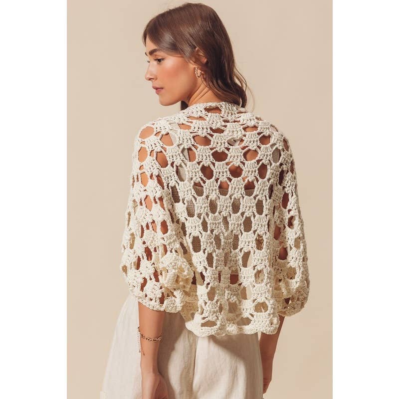 Olivia - Open Net Crochet Summer Crop Shrug Cardigan