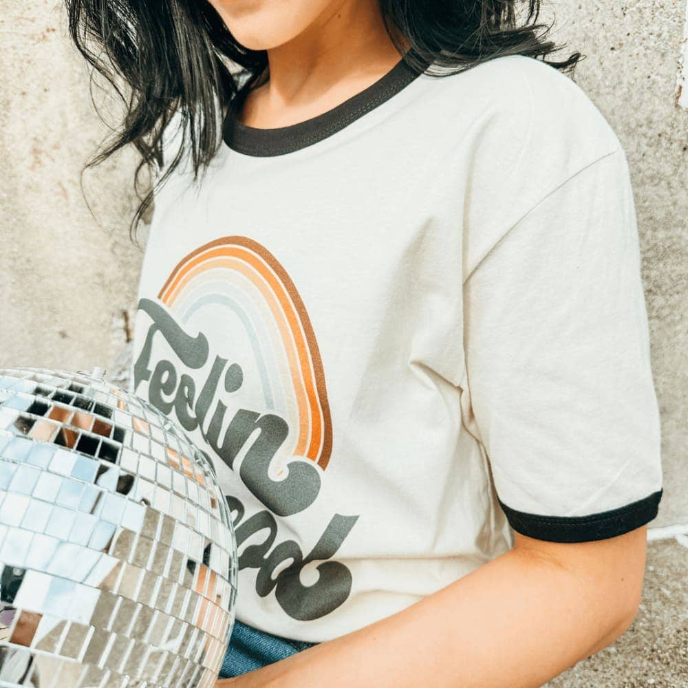 Feelin Good Retro Ringer Tee