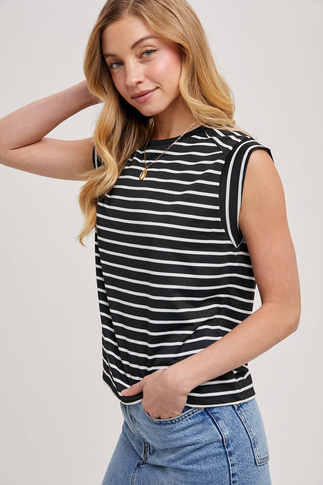 Lisa- Striped Muscle Tee