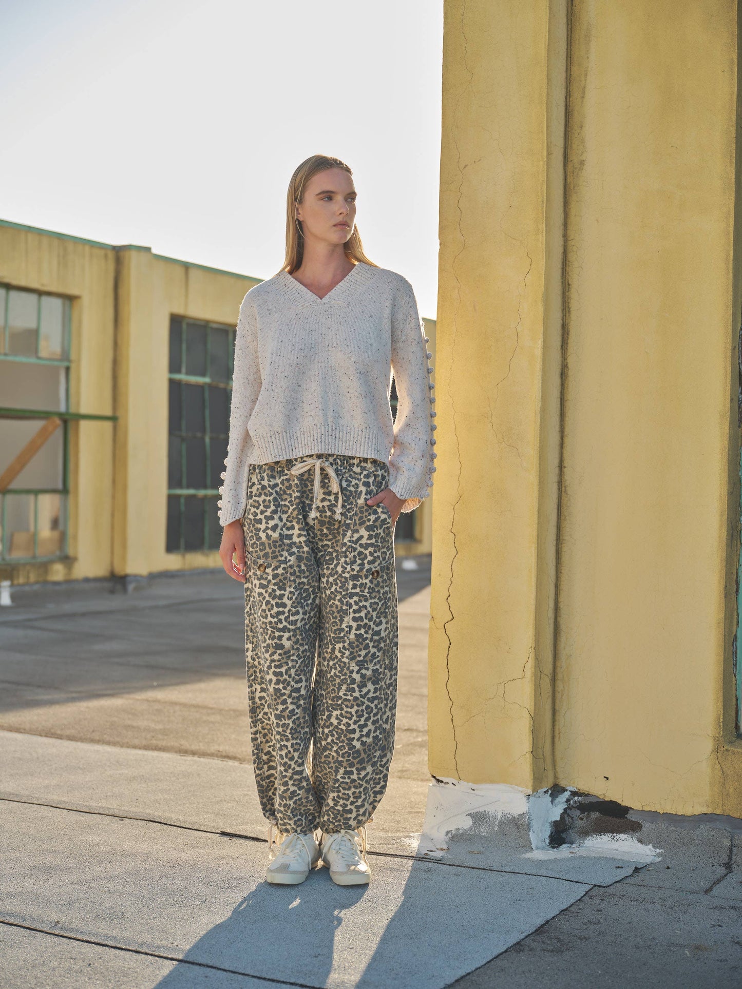 Leo - LEOPARD PRINT RELAXED FIT PULL-ON PANTS