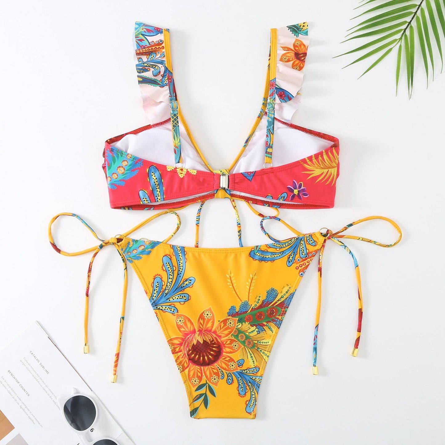 Rio - Ruffle Shoulder Straps Bikini Set with Cover