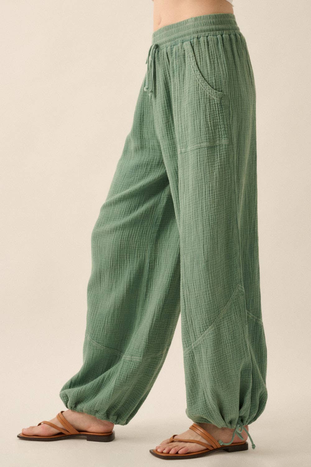 Mandi - Mineral Washed Crinkle Cotton Parachute Pants