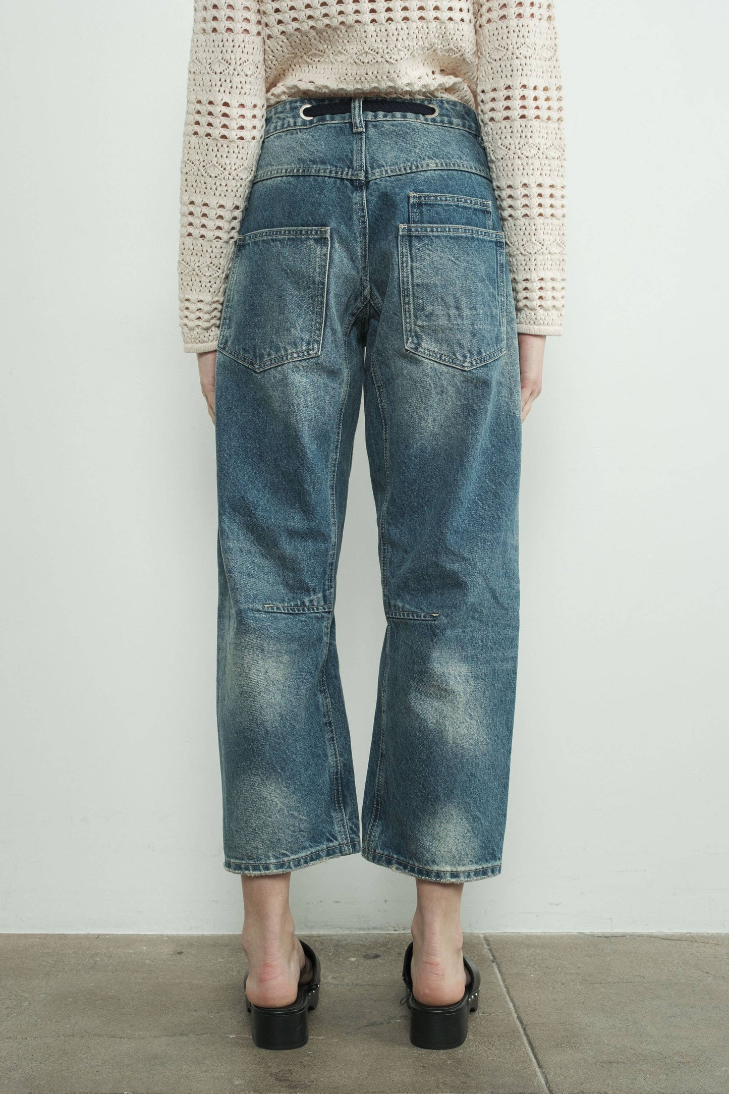 Bailey - Barrel Denim Pants With Eyelet Waist