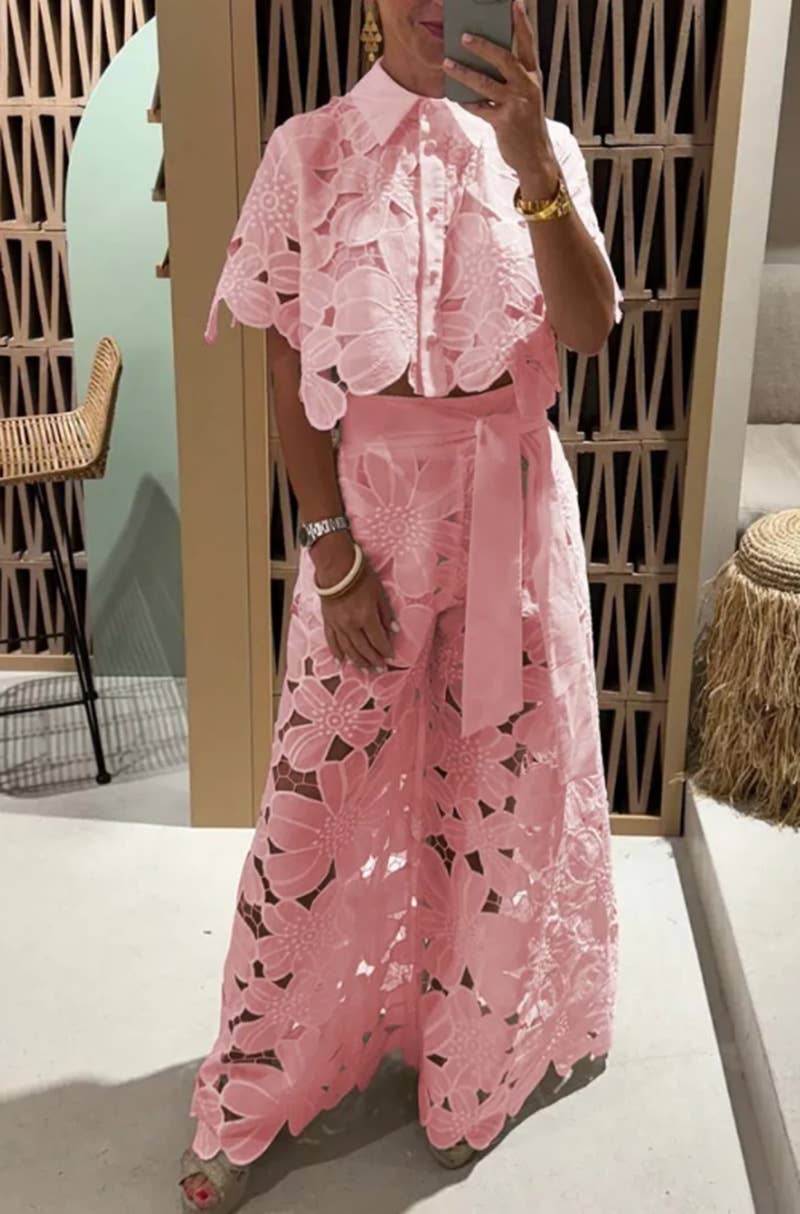 Camila Crochet Floral Lace Button-down shirts