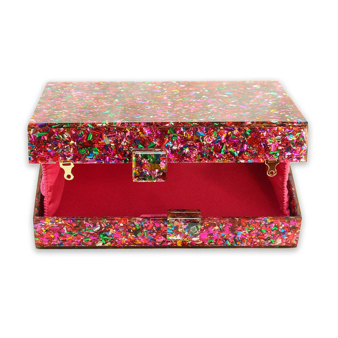 Pink Rainbow Confetti Lightning Bolt Acrylic Cyndi Clutch
