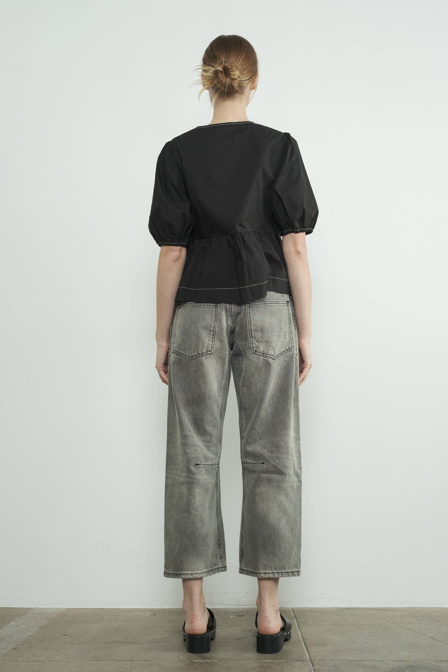 Bailey - Barrel Denim Pants With Eyelet Waist