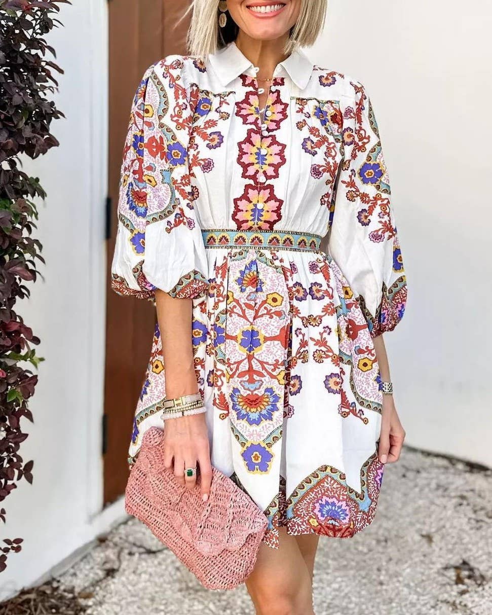 Penelope Print Pocket Dress Rosa