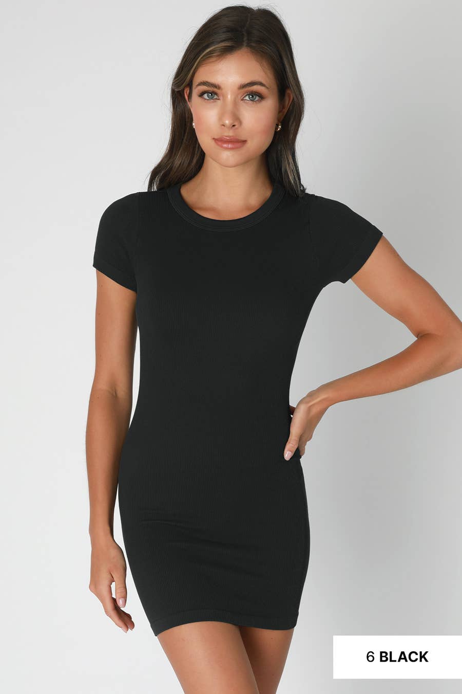Ribbed Short Sleeve Dress Nikibiki