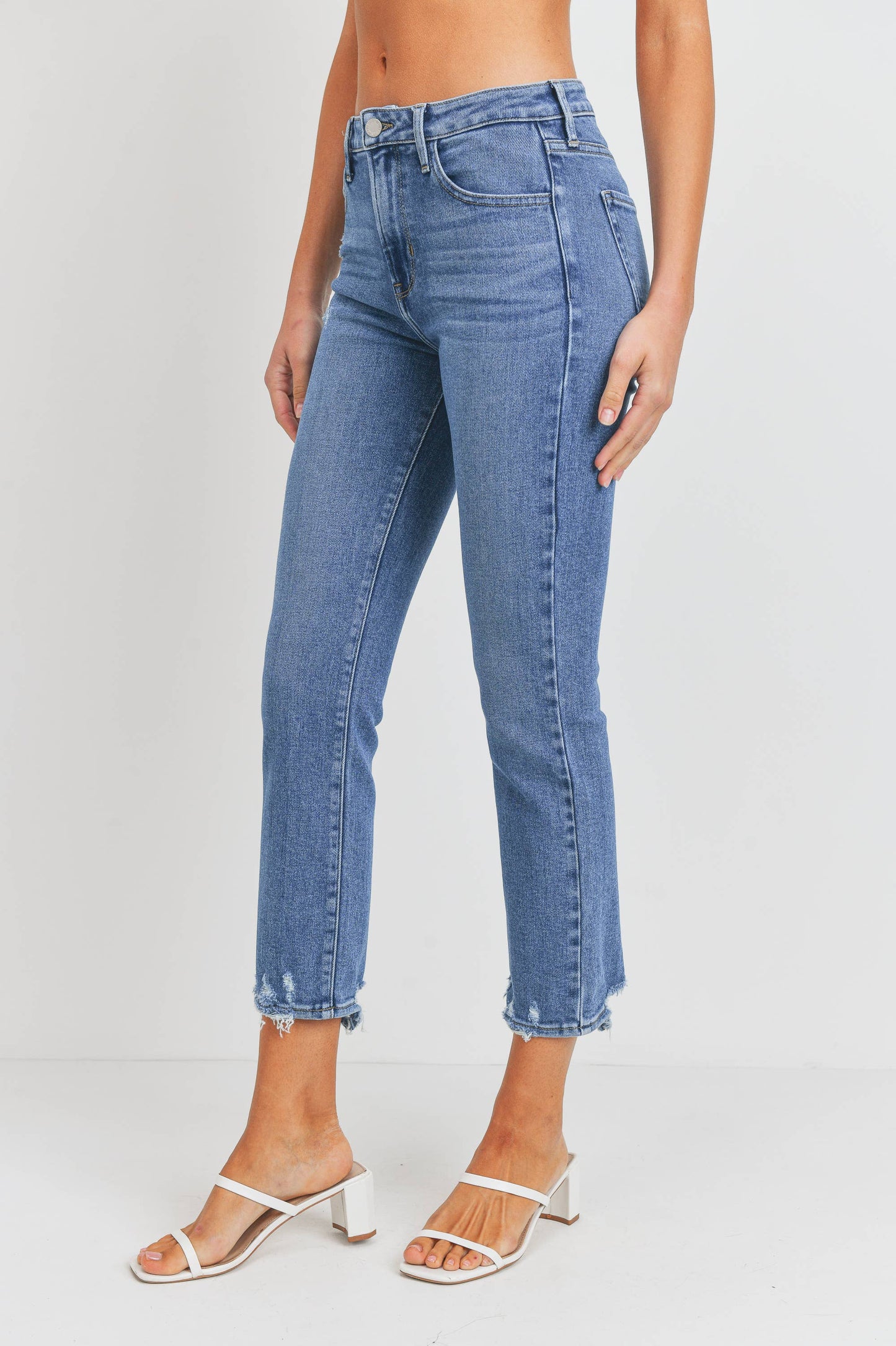 BP417J - MED - Hem Distress Slim Straight