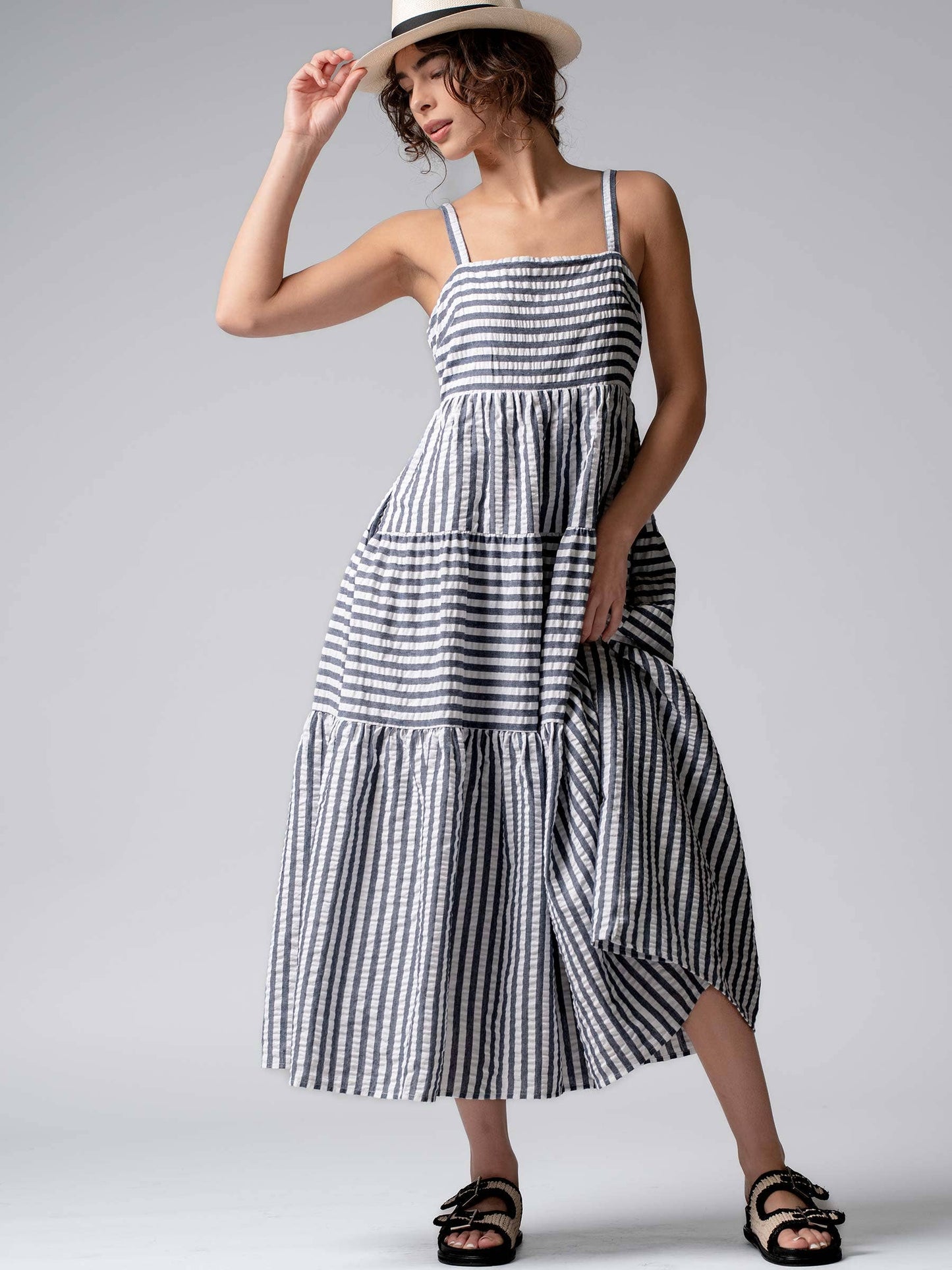 Striped Tiered Maxi Sundress