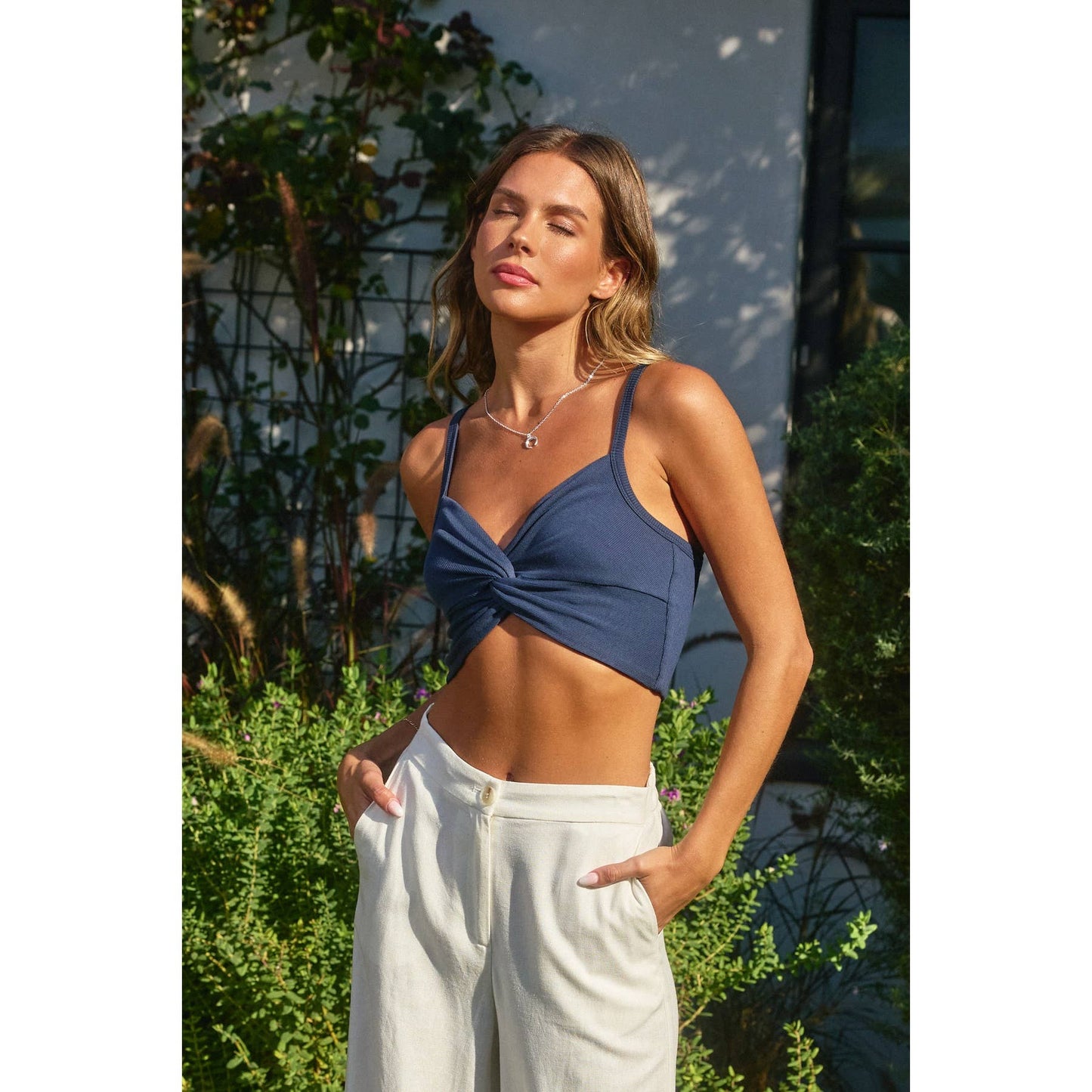Harper Micro Rib Twist And Shout Crop Top