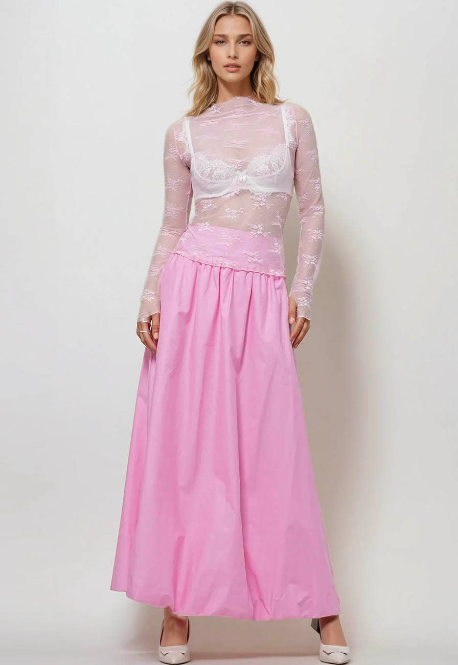Lux Layering Floral Lace See Through Mesh Top Blouse