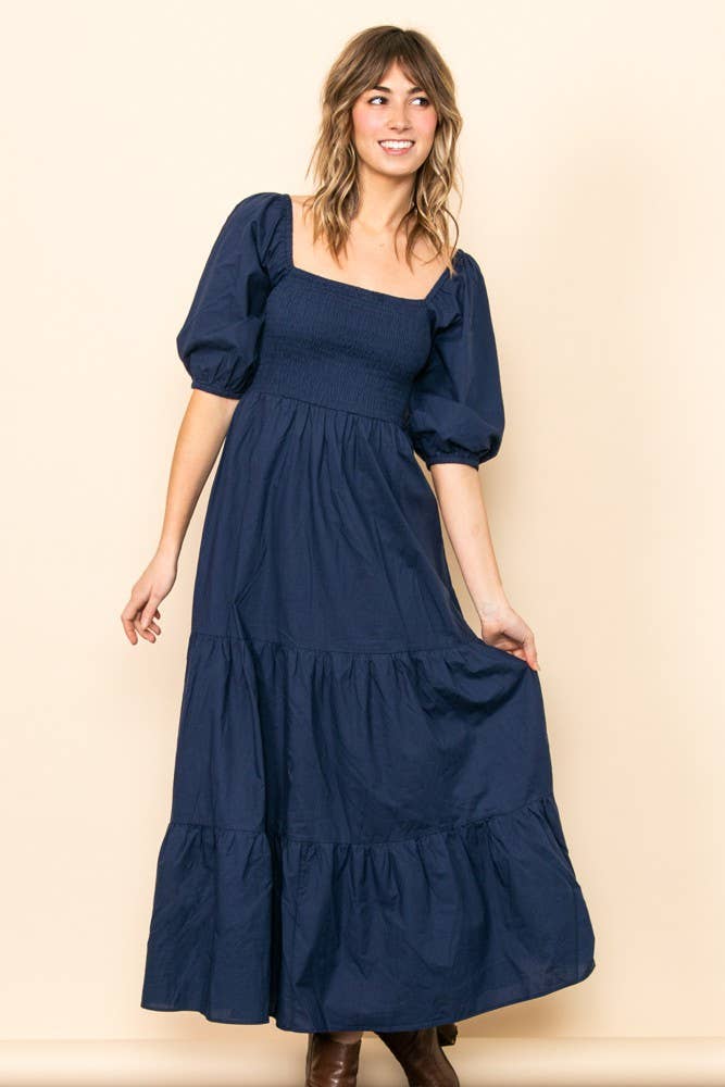 Willa - On & Off Shoulder Smocked Chest Maxi Dress