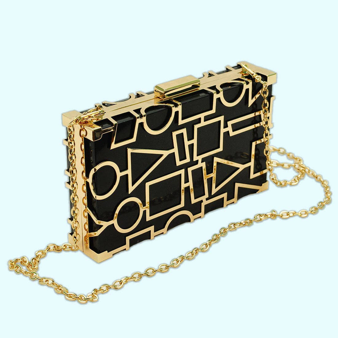 Black/Gold Geometric Acrylic Clutch