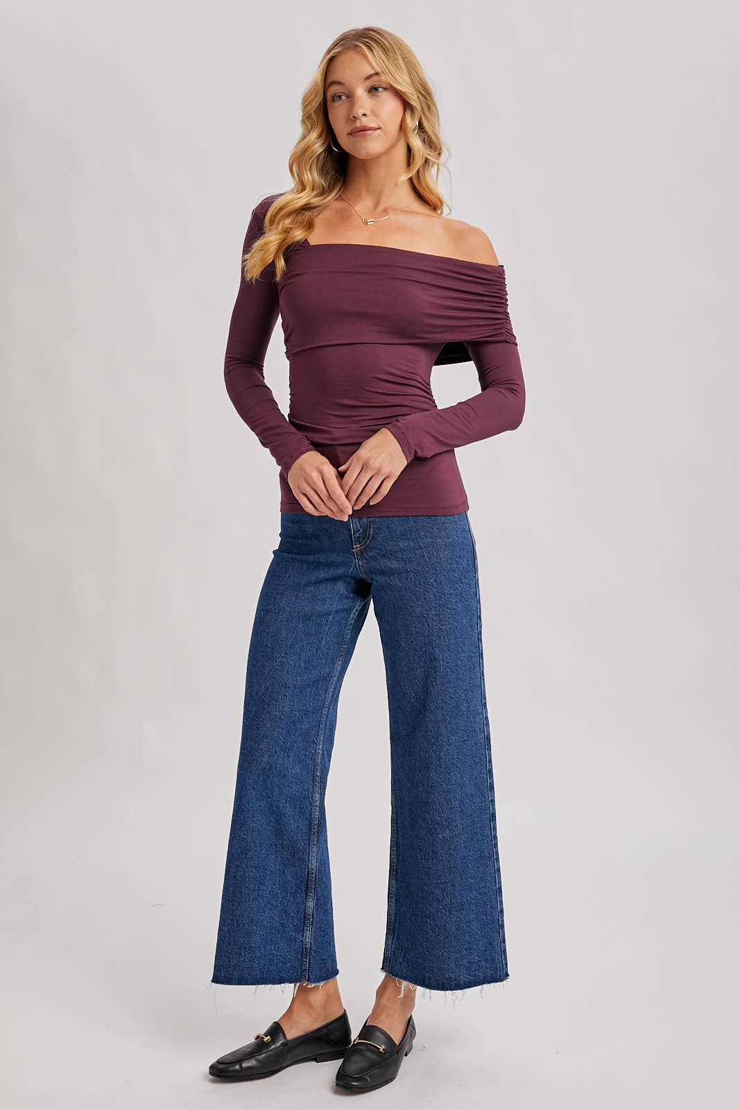 Holly Elegant Asymetric Neckline Knit Top